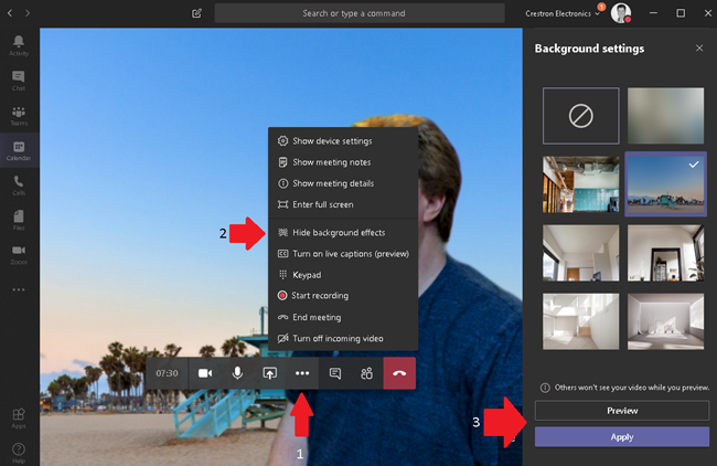 Microsoft Teams® Virtual Backgrounds — how to enable and load your own  images [Crestron Electronics, Inc.]